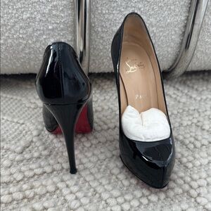 Christian Louboutin Black and Red Patent Leather Heels